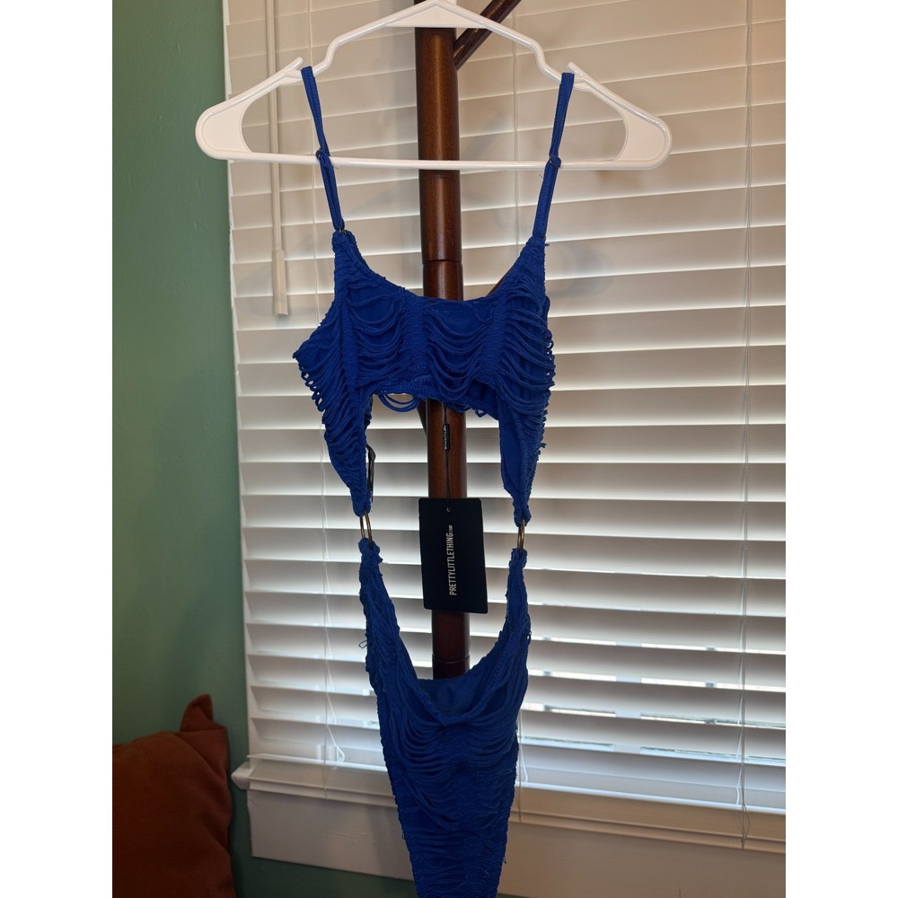 PrettyLittleThing Swimsuit Womens US 6 Cobalt Blue Extreme Slashed Cut Out NWT - Picture 2 of 6